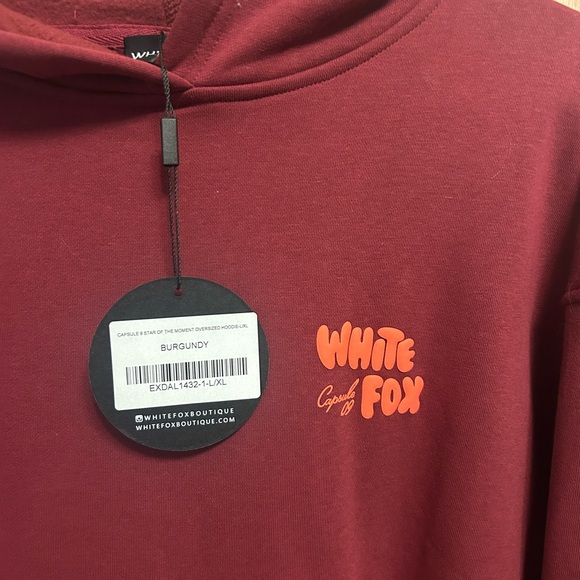 White Fox “Capsule 09 Star of the Moment” Oversized Hoodie Burgundy - Picture 3 of 5